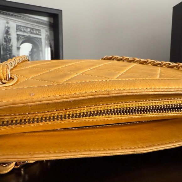 Authentic Chanel Quilted Leather Shoulder Bag – Mustard Yellow - Picture 9 of 16